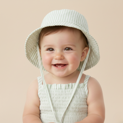 Organic Bucket Sun Hat - Basil Stripes