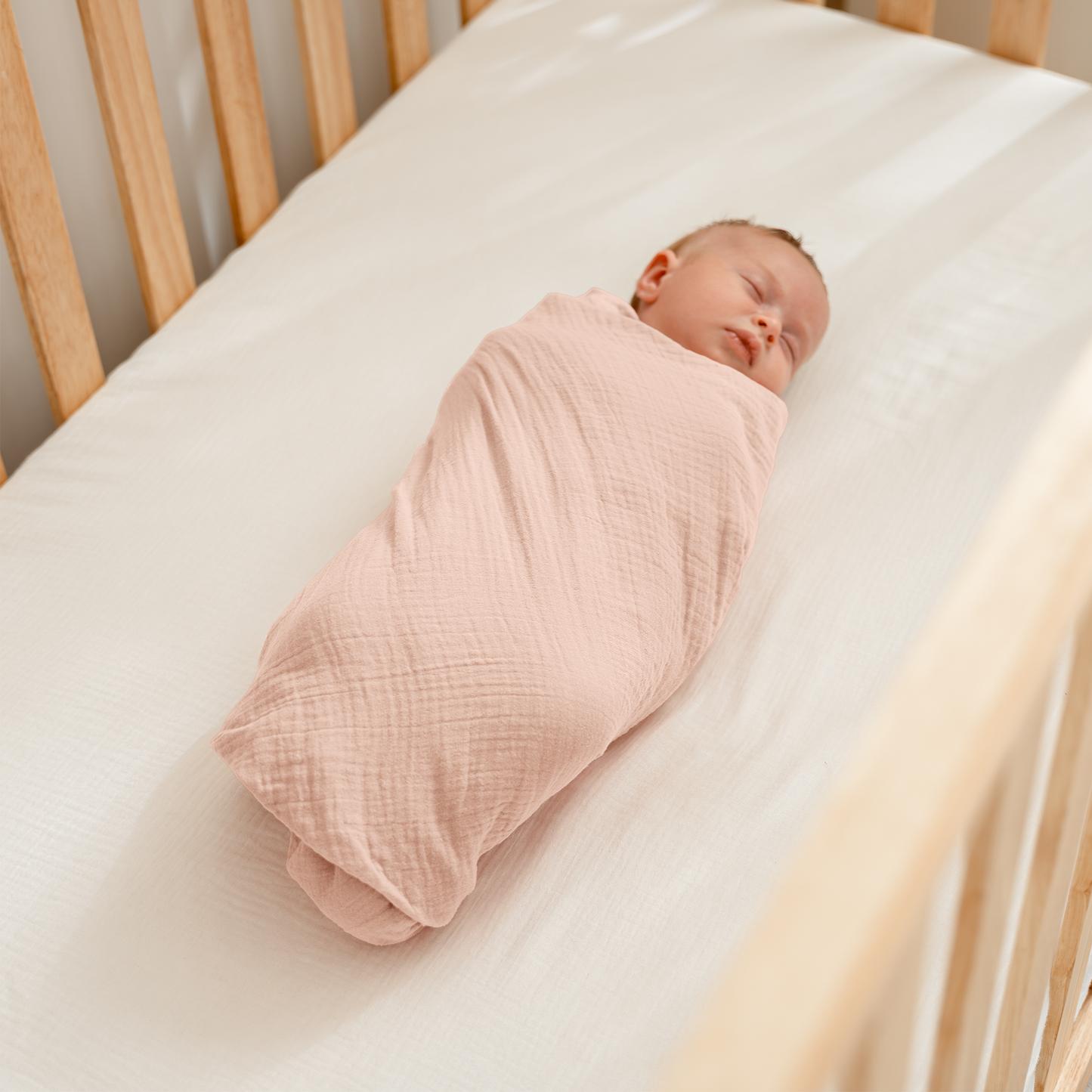 Muslin Swaddle Blankets Pack of 3, 42” x 42” in Cream, Blush, Mauve