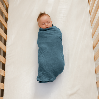Muslin Swaddle Blankets Pack of 3, 42” x 42” in Neptune, Pacific Blue, Fern