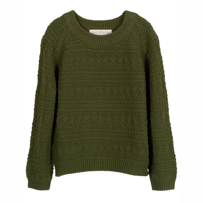 Organic Cotton Textured Sweater, Moss