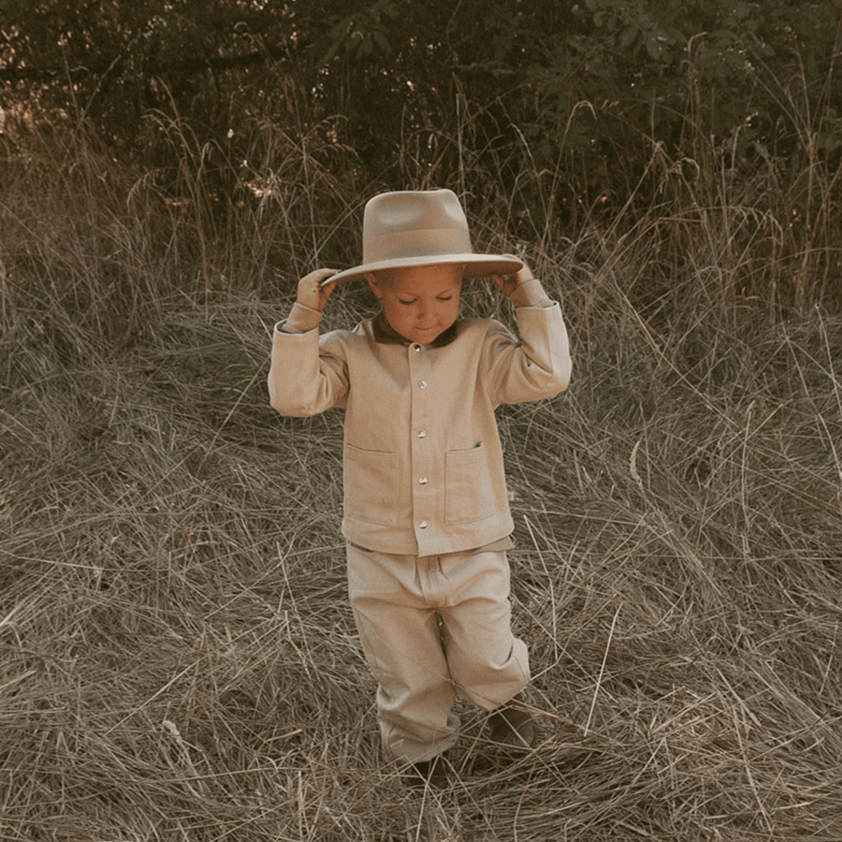 Organic Twill Button Jacket - Oat