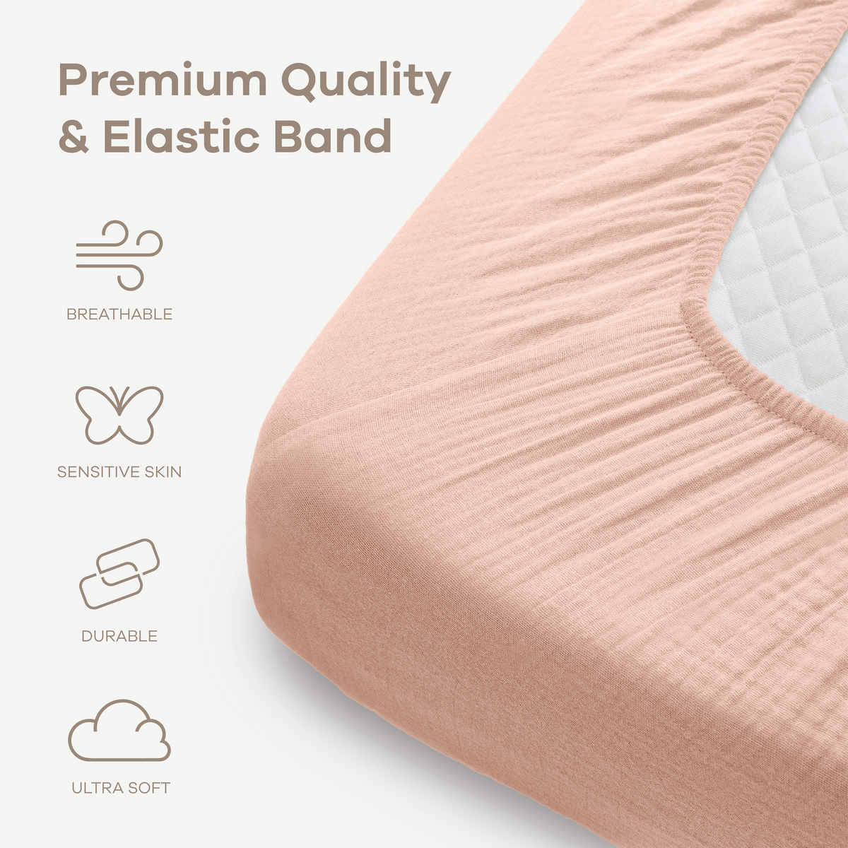 Muslin Fitted Crib Sheets, 2 Pack in Mauve and Blush