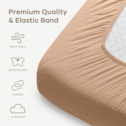 Muslin Fitted Crib Sheets, 2 Pack in Cedar and Cream