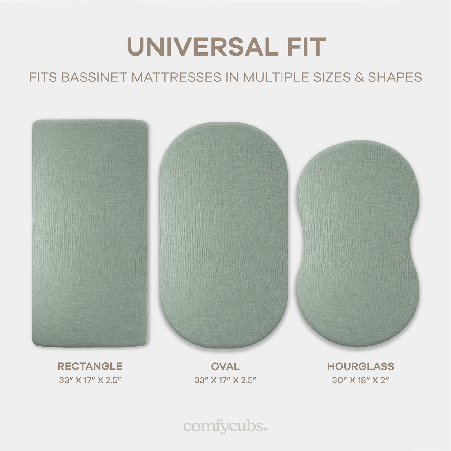 Muslin Cotton Bassinet Sheets, 2 Pack in Fern and Cream