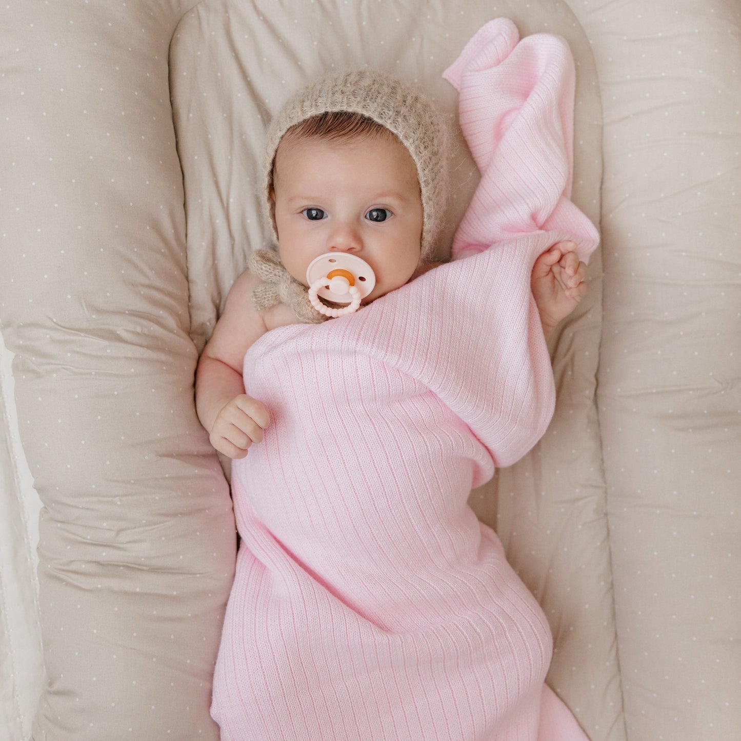 Organic Ribbed Knit Cotton Baby Blanket