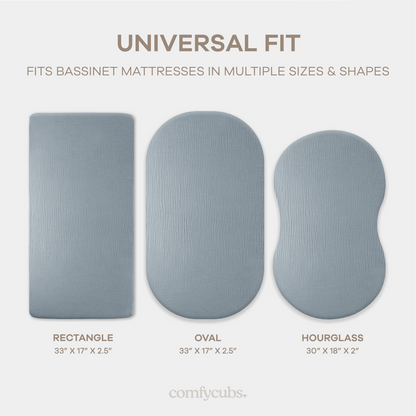 Muslin Cotton Bassinet Sheets, 2 Pack in Pacific Blue and Heather