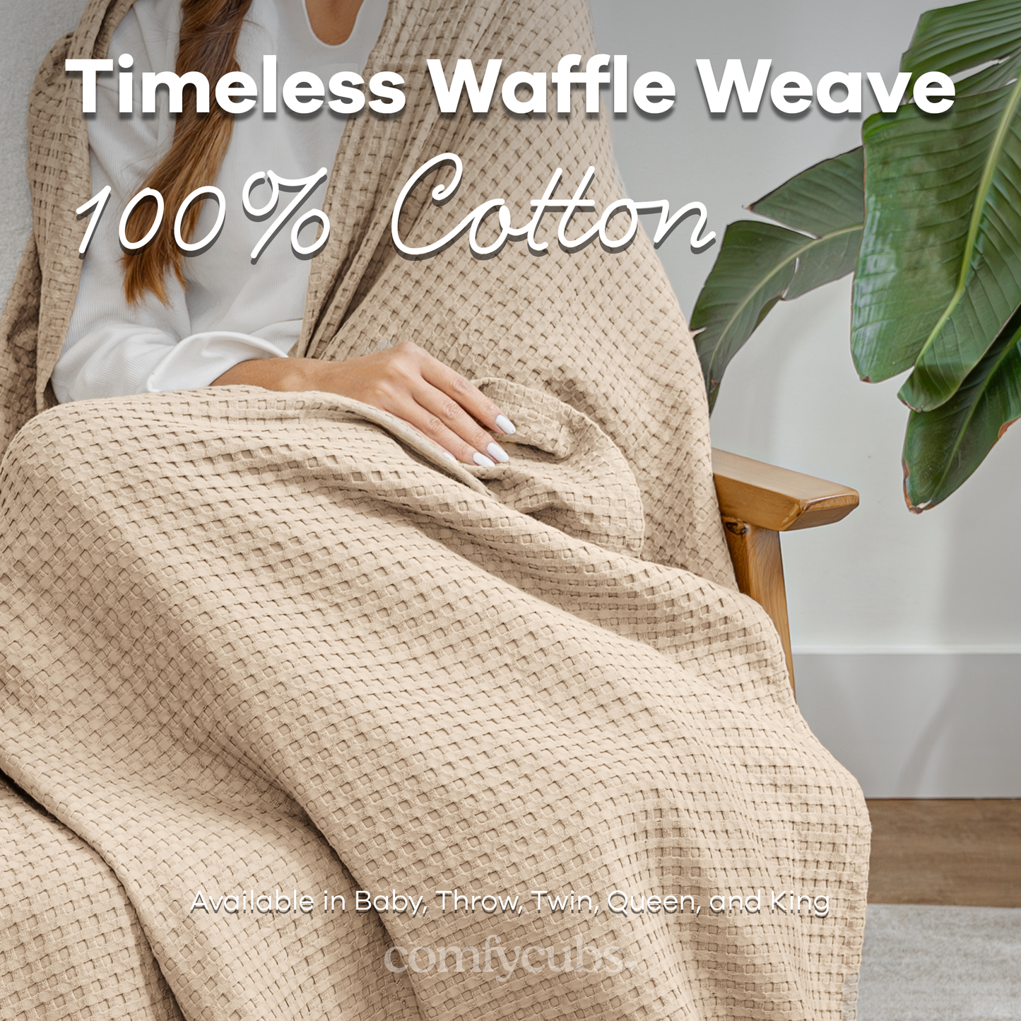 Adult Waffle Blankets in Sand