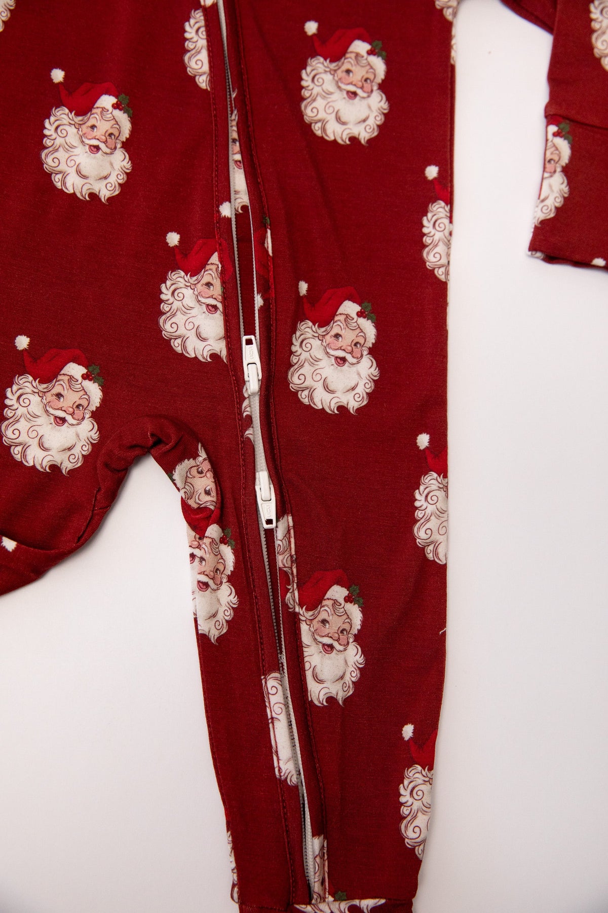 Christmas Vintage Santa Baby Bamboo Zipper Romper