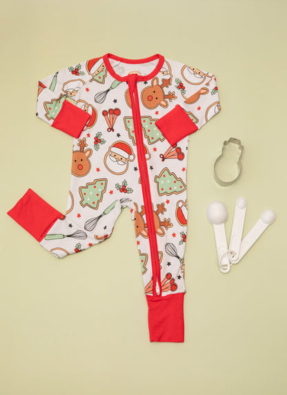 Christmas Cookies Baby Bamboo Zipper Romper
