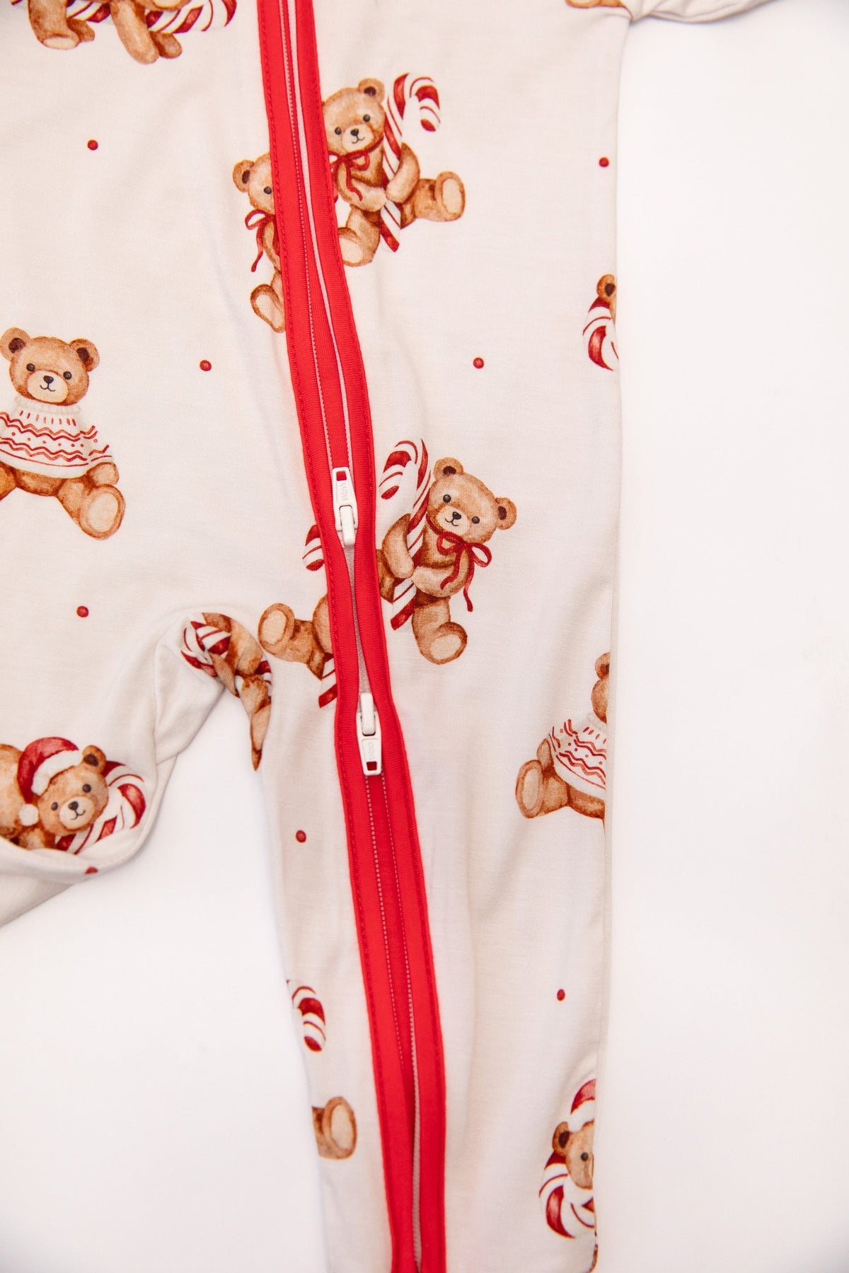Christmas Teddy Bear Baby Bamboo Zipper Romper