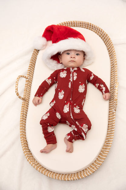 Christmas Vintage Santa Baby Bamboo Zipper Romper