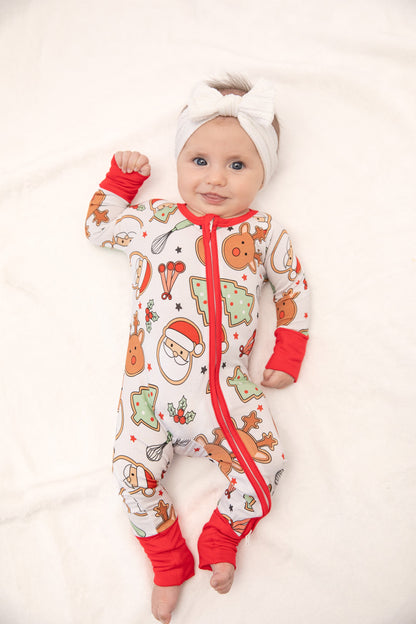 Christmas Cookies Baby Bamboo Zipper Romper