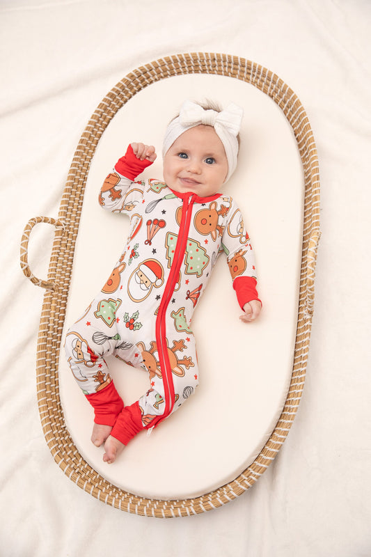 Christmas Cookies Baby Bamboo Zipper Romper