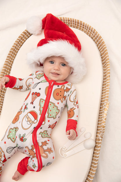 Christmas Cookies Baby Bamboo Zipper Romper