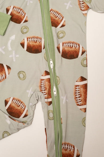 Football Baby Bamboo Zipper Romper