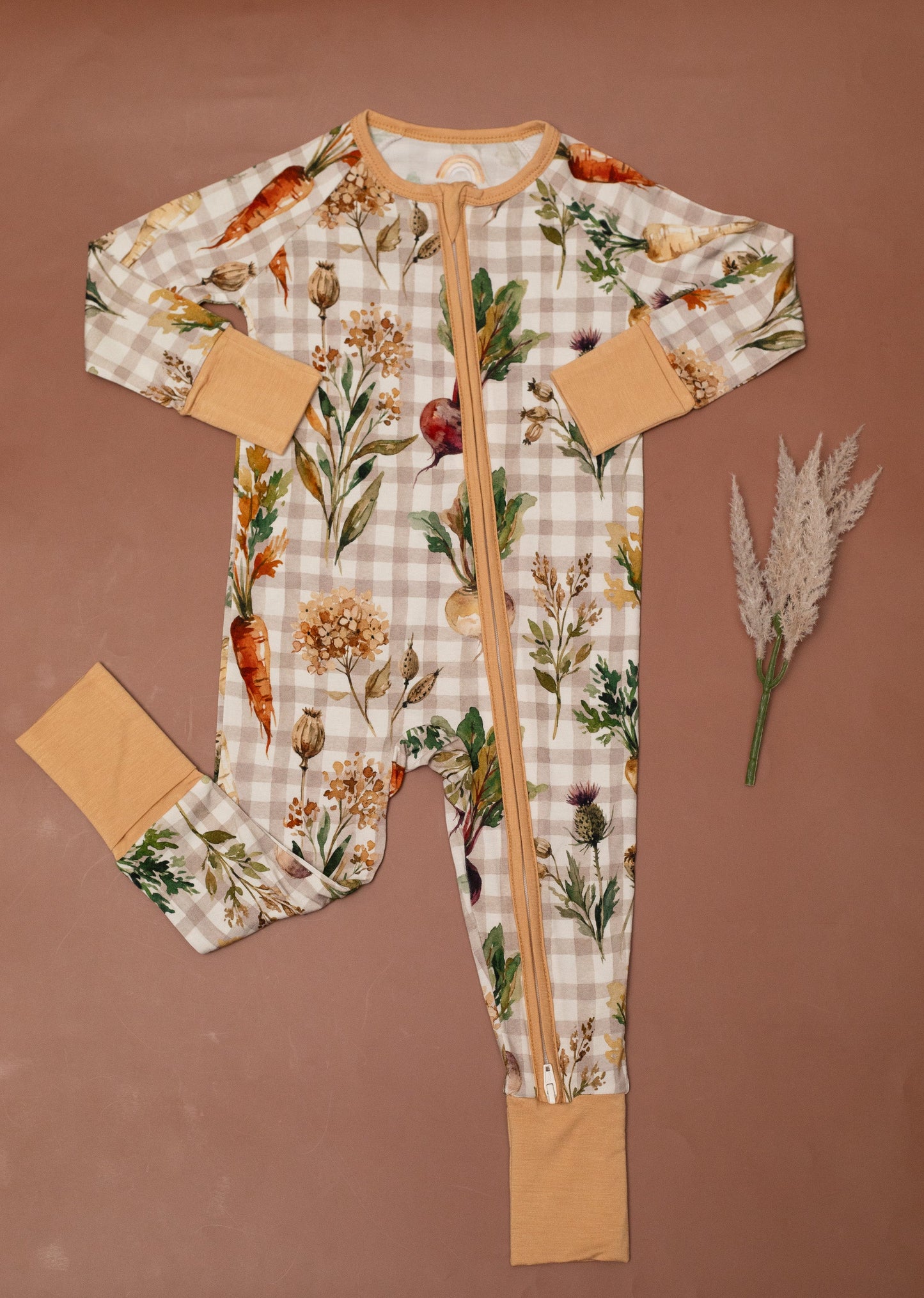Fall Veggies Baby Bamboo Zipper Romper