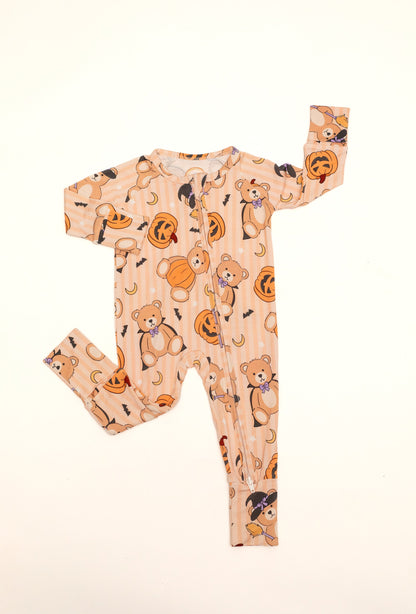 Halloween Teddy Baby Bamboo Zipper Romper