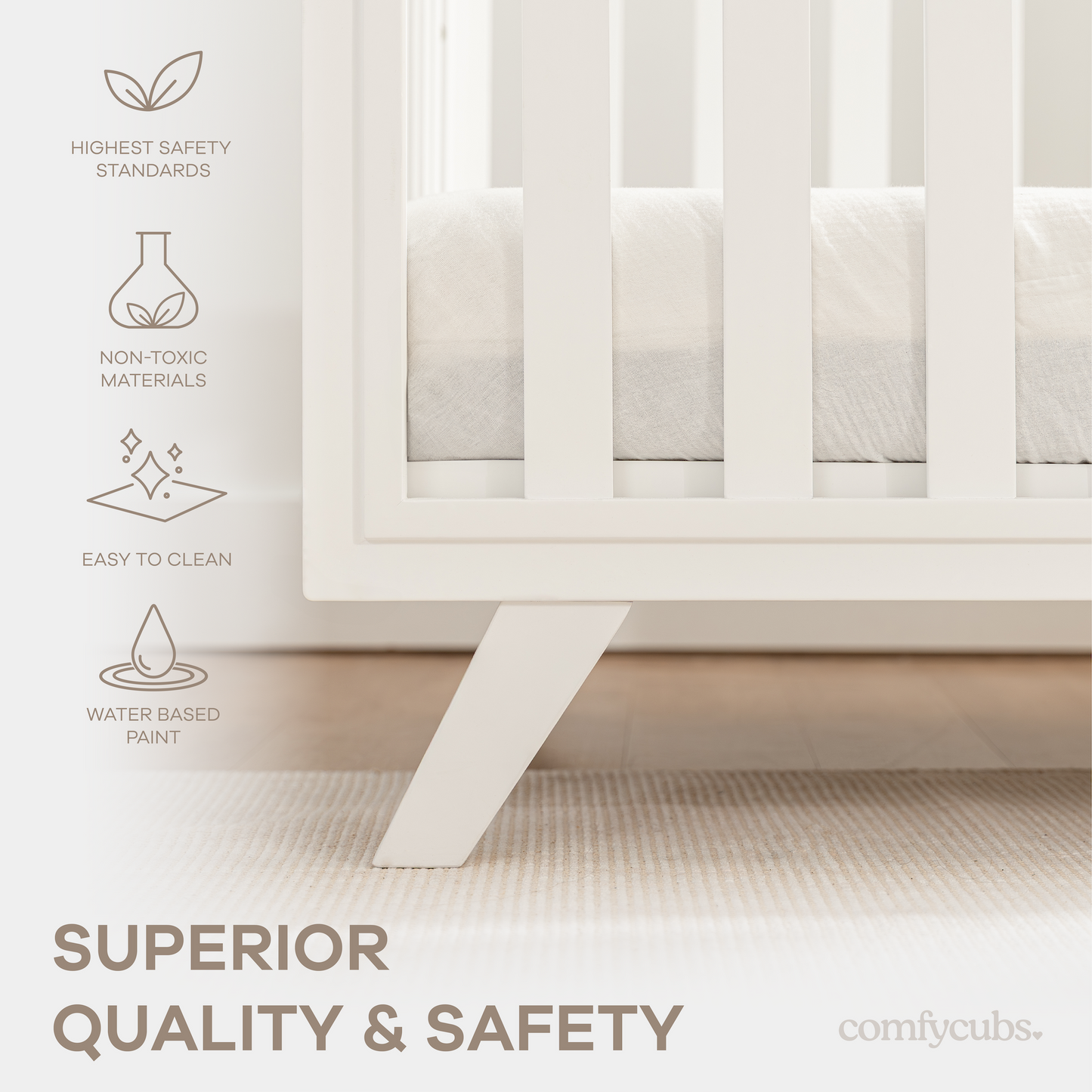 Baby Crib for 0 to 3 Years - All White