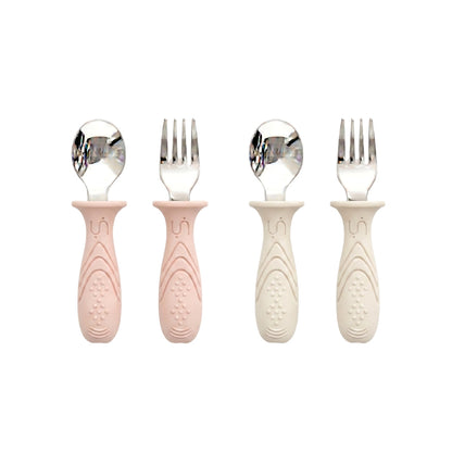 Stainless Steel Self Feeding Utensil Set of 4 (Mocha Mousse & Sage Green)