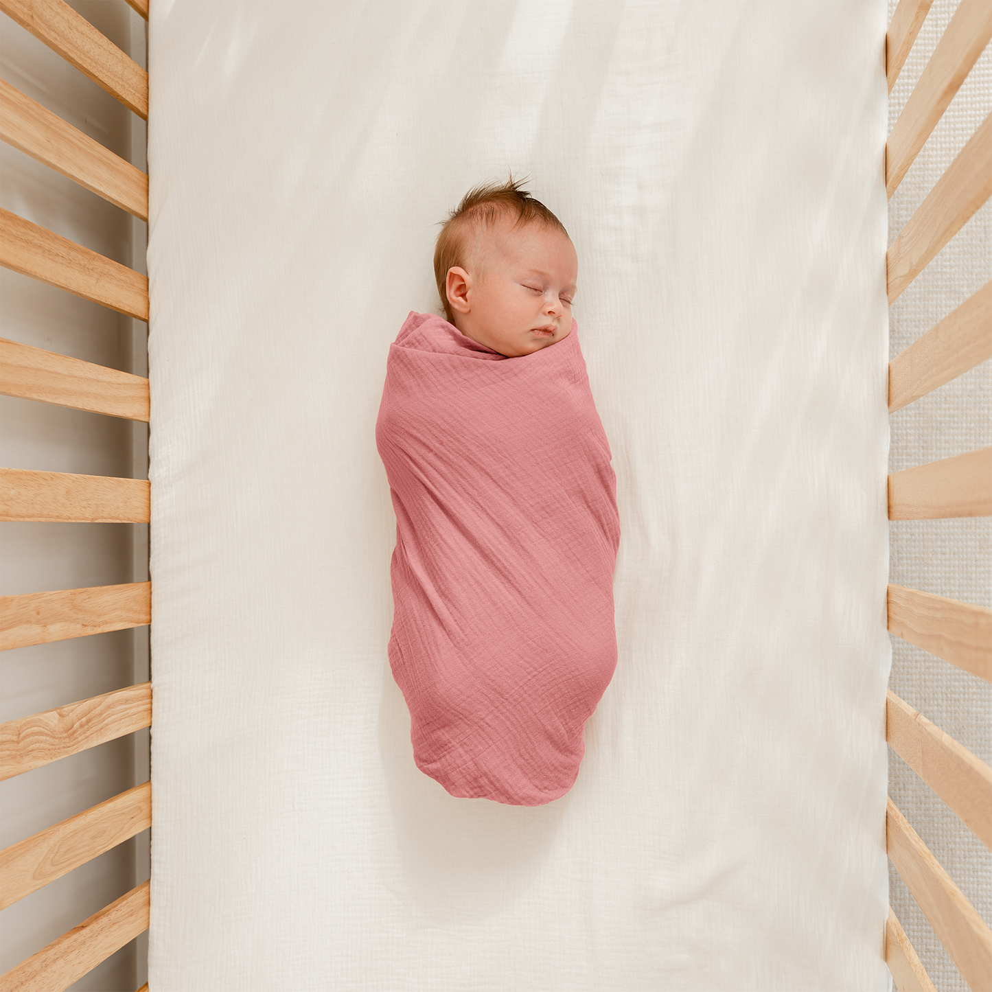 Muslin Swaddle Blankets Pack of 3, 42” x 42” in Blush, Bold Blush, Dusty Rose