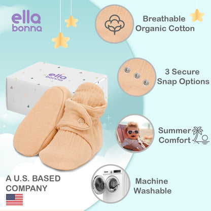 Muslin Stay On Baby Booties Lilac