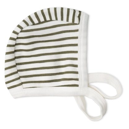 Organic Kimono Top & Footed Pants Set - Olive Stripes