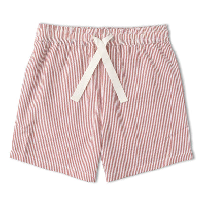 Organic Shirt & Shorts Set - Coral Stripes