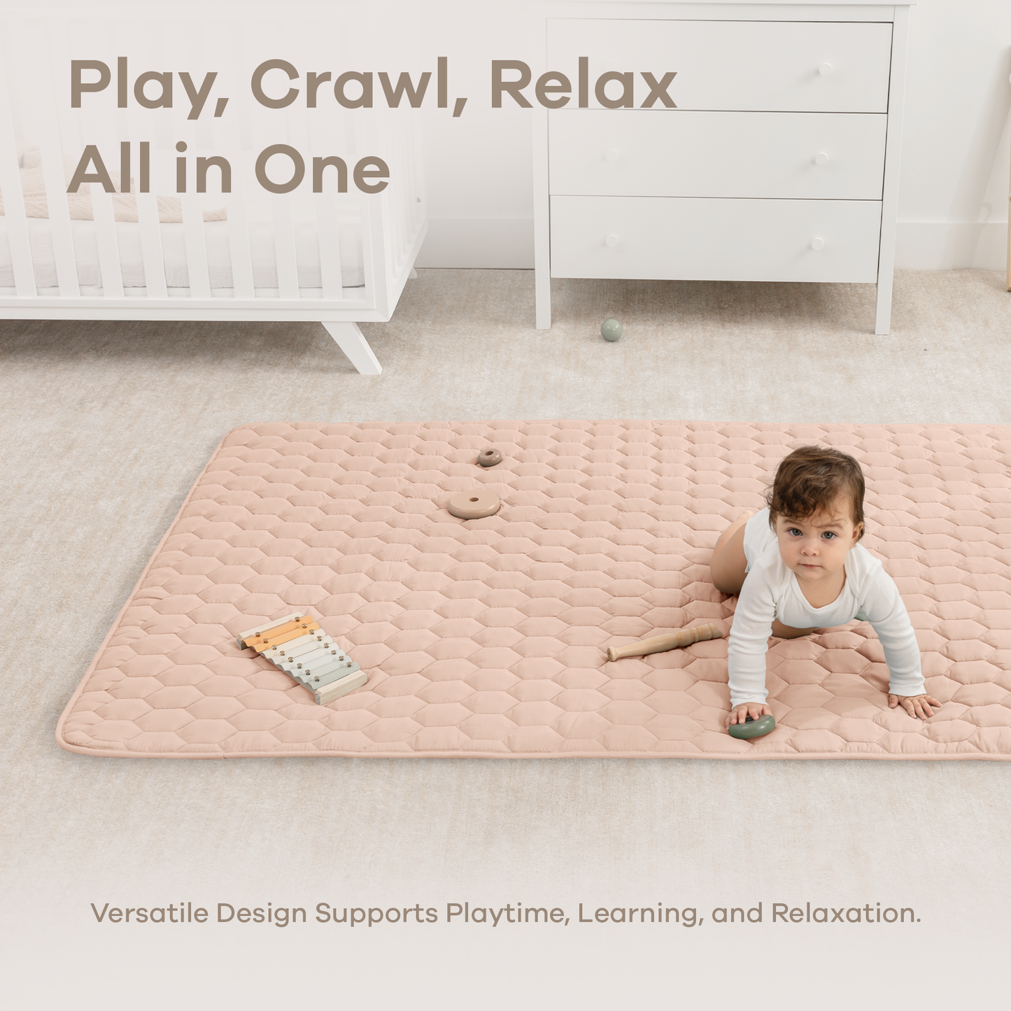 Play Mat with Non-Slip Bottom in Blush