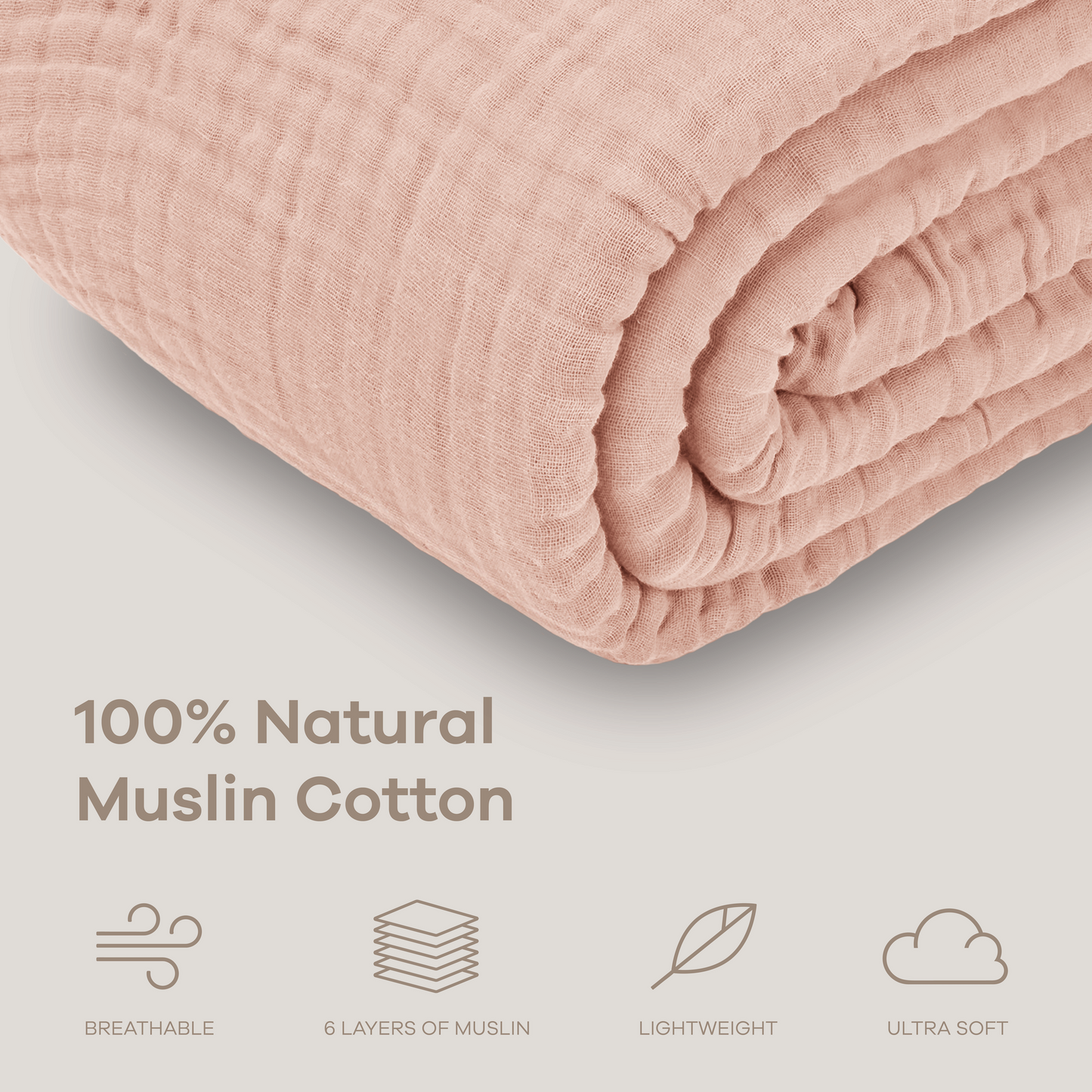 Adult Muslin Blanket in Blush
