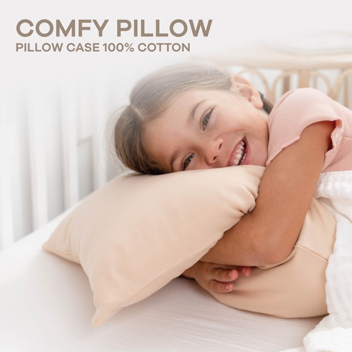 Toddler Pillows with Soft Cotton Pillow Case in Cream