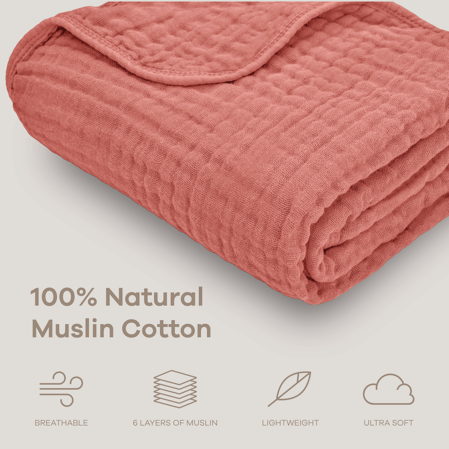 Baby Muslin Blanket in Dusty Rose
