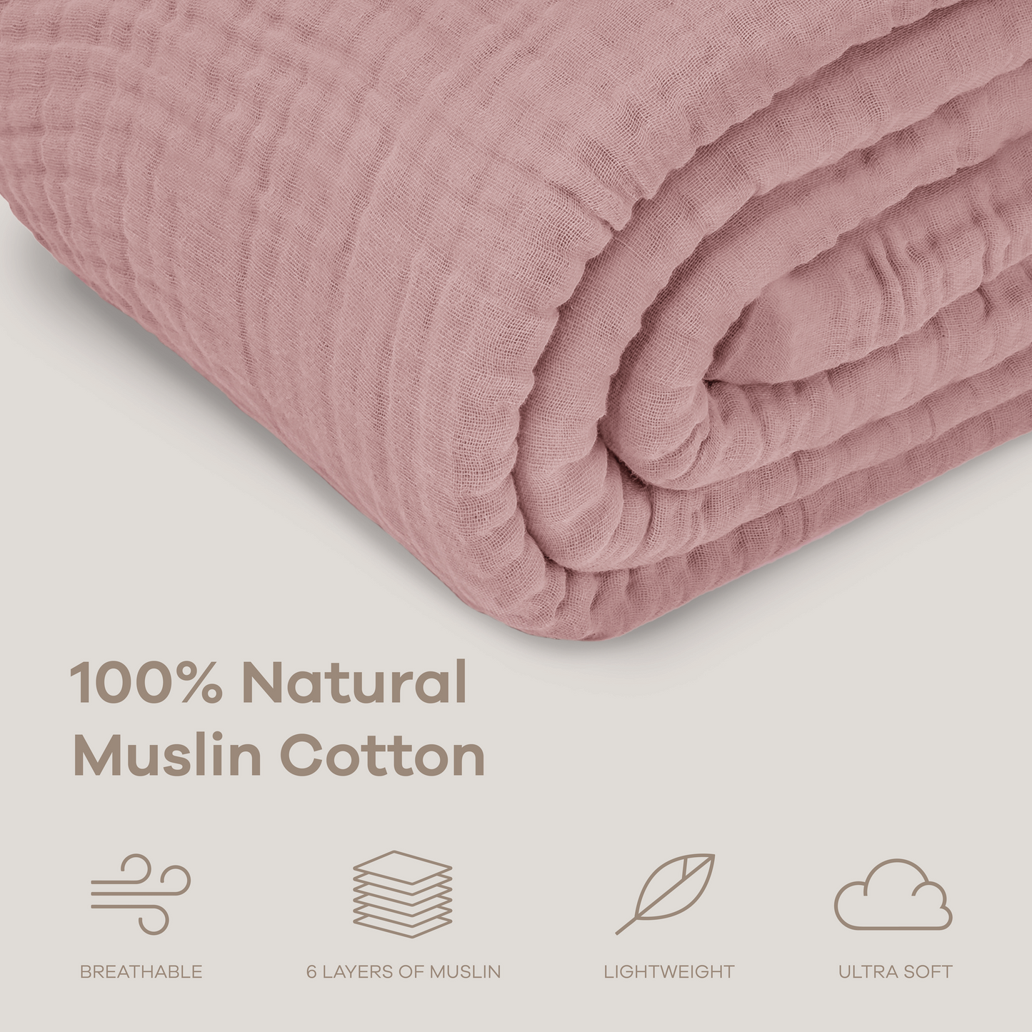 Adult Muslin Blanket in Mauve