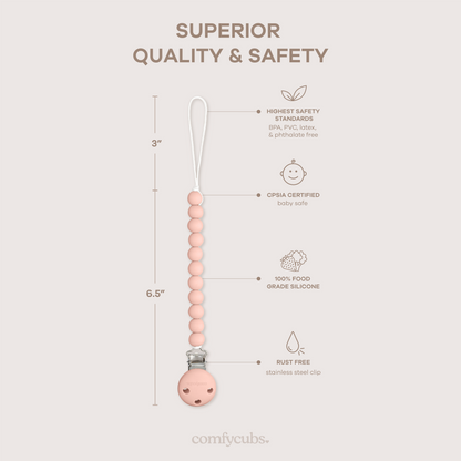 Pacifier Clips in Pink Blush, 2 Pack
