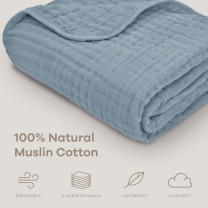 Baby Muslin Blanket in Pacific Blue