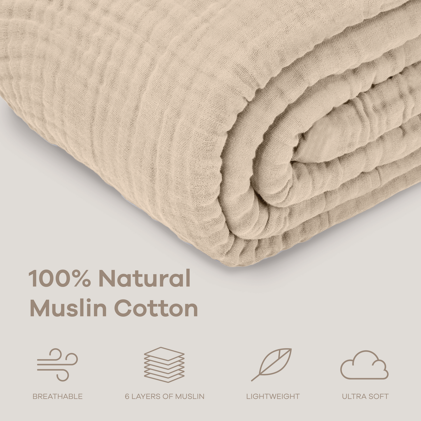 Adult Muslin Blanket in Sand