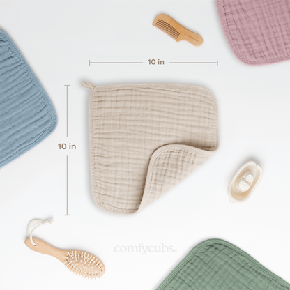 Muslin Washcloths in Sand