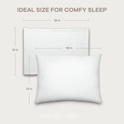 Toddler Pillows with Soft Muslin Pillow Case in White