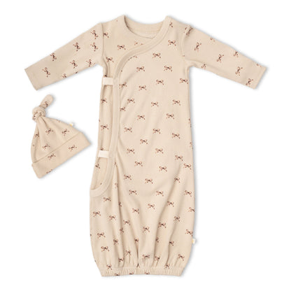 Organic Kimono Infant Sleep Gown - Tiny Bows