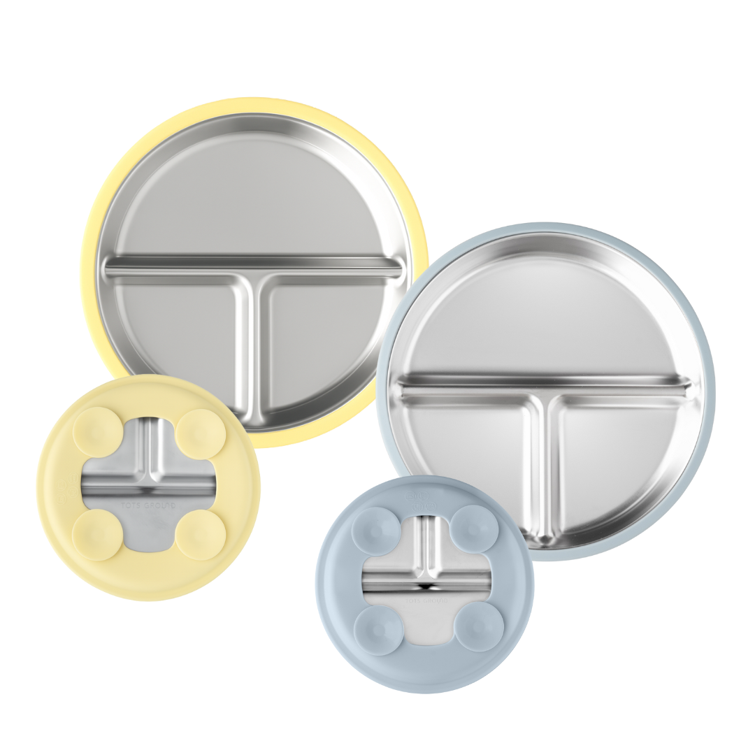 Stainless Steel Suction Plate Set of 2 (Tofu & Pearl Blush)