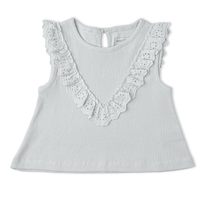 Organic Ruffle Top & Shorts Set - Fog