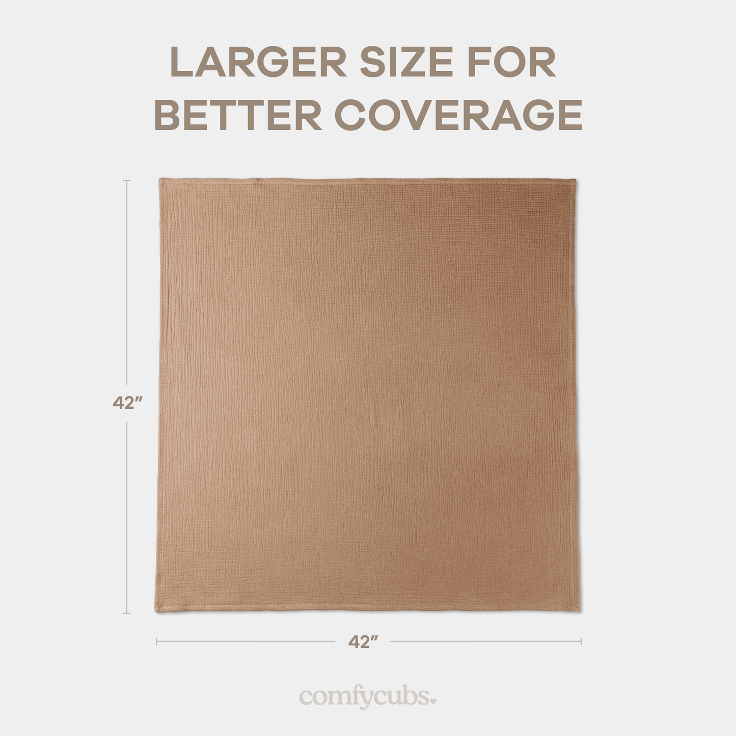 Muslin Swaddle Blankets Pack of 3, 42” x 42” in Sand, Cedar, Caramel
