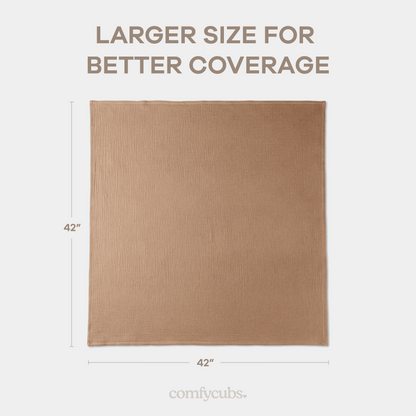 Muslin Swaddle Blankets Pack of 3, 42” x 42” in Sand, Cedar, Caramel