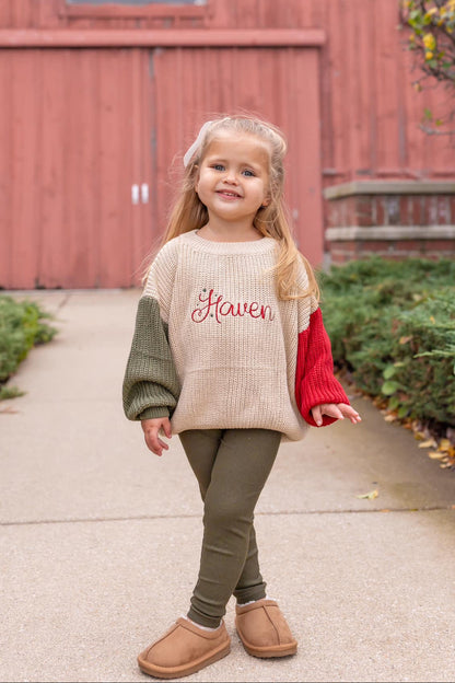 Ribbed Bamboo Leggings - Green or Red Christmas Coordinating
