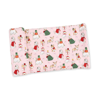 Christmas Dogs Pink - Bamboo - Swaddle Blanket