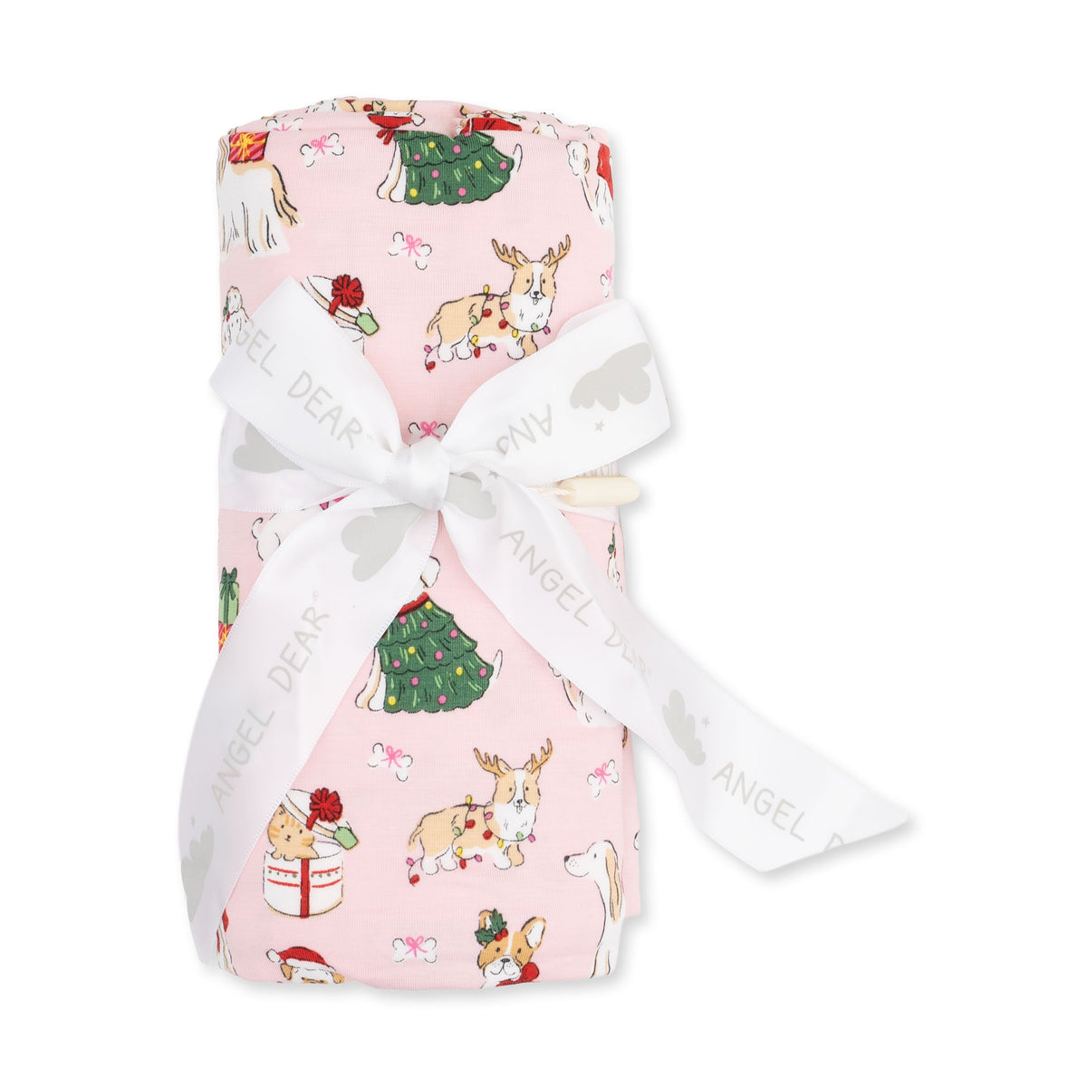 Christmas Dogs Pink - Bamboo - Swaddle Blanket