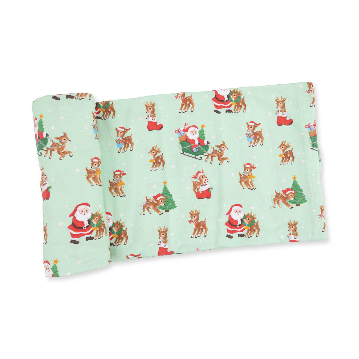 Vintage Reindeer & Santa Uni - Bamboo - Swaddle Blanket