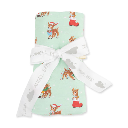 Vintage Reindeer & Santa Uni - Bamboo - Swaddle Blanket
