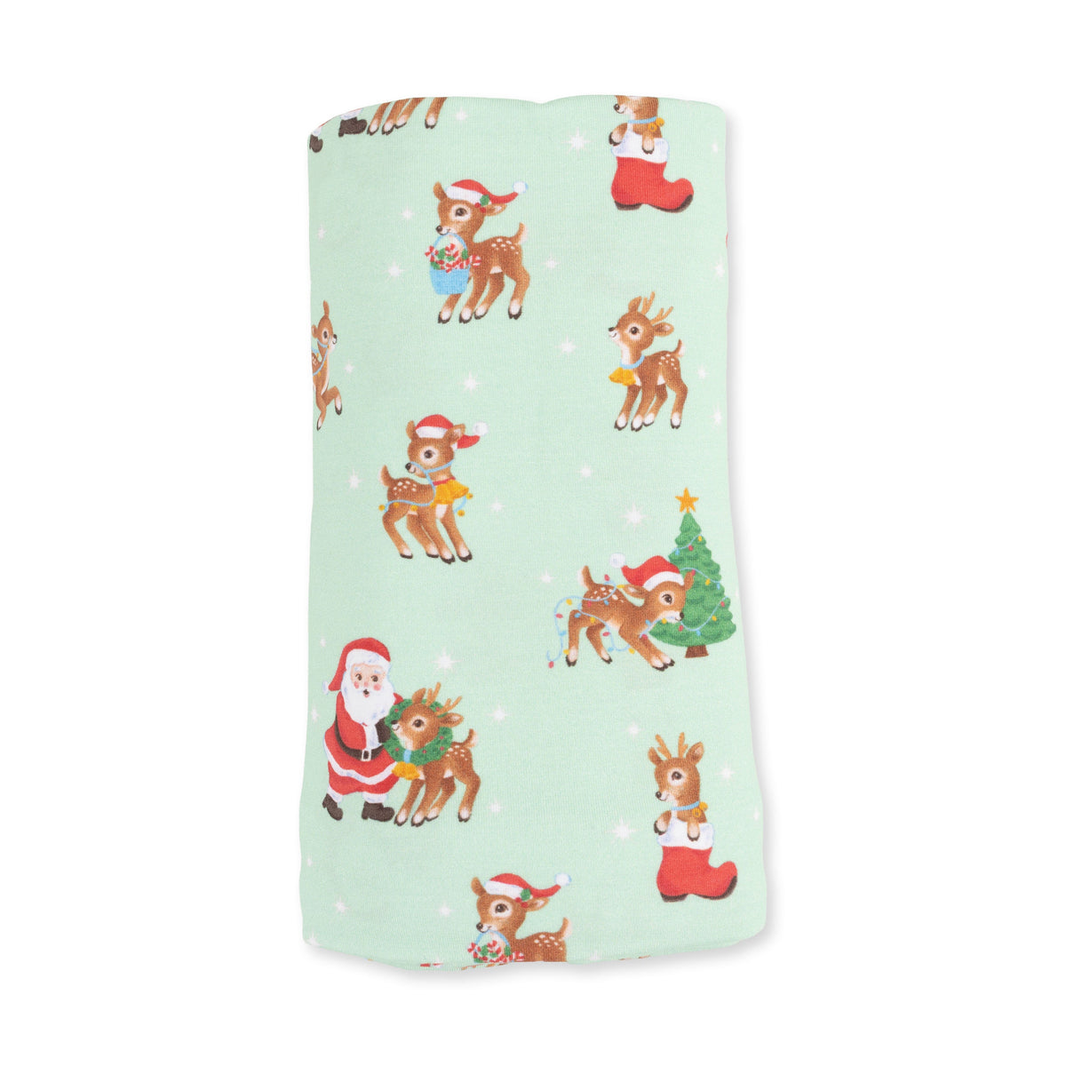 Vintage Reindeer & Santa Uni - Bamboo - Swaddle Blanket