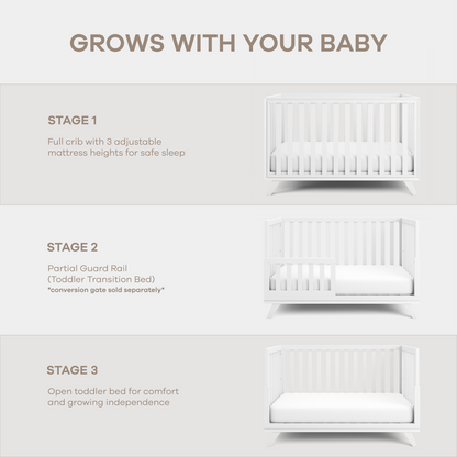 Baby Crib for 0 to 3 Years - All White