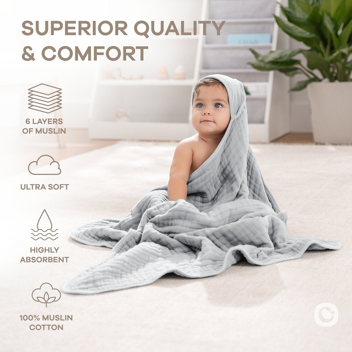 Baby Hooded Towels in Heather Blue